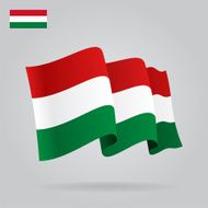 Flat and waving Hungarian Flag Vector