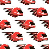 Seamless pattern of red racing helmet with speed spikes