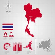 THAILAND flag Asia World Map N2