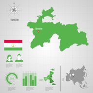 TAJIKISTAN flag Asia World Map N2