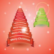 merry christmas tree from red or green ribbon banners eps10