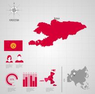 KYRGYZSTAN flag Asia World Map N2