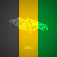 Low Poly Jamaica Map with National Colors