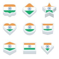 india flags button set nine styles