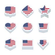 united states of america flags button set nine styles