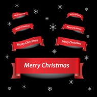 merry christmas red ribbon banners eps10
