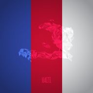 Low Poly Haiti Map with National Colors