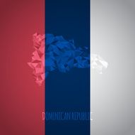 Low Poly Dominican Republic Map with National Colors