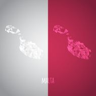 Low Poly Malta Map with National Colors