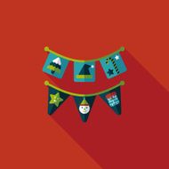 Christmas flags flat icon with long shadow eps10 N17