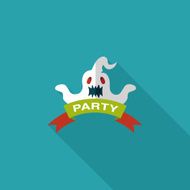 Halloween party flag flat icon with long shadow eps10 N26