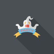 Halloween party flag flat icon with long shadow eps10 N27