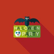 Halloween party sign flat icon with long shadow eps10 N5