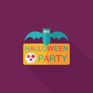 Halloween party sign flat icon with long shadow eps10 N7
