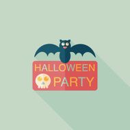 Halloween party sign flat icon with long shadow eps10 N8