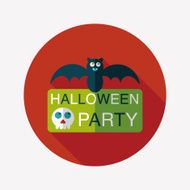 Halloween party sign flat icon with long shadow eps10 N9