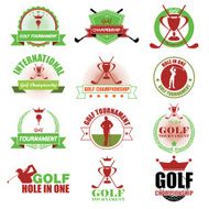 Set of vintage golf tournament badge labels Vector Illustration