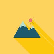 Mountain tourist flat icon with long shadow N18