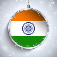 Merry Christmas Silver Ball with Flag India