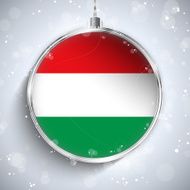 Merry Christmas Silver Ball with Flag Hungary N2