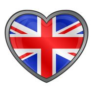 United Kingdom Flag Heart Glossy Button N2