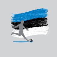 Soccer Player action with Republic of Estonia flag on background