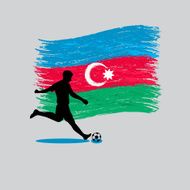 Soccer Player action with Republic of Azerbaijan flag on background
