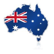 Australia flag map on white background
