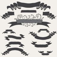 Vector set of hand drawn ribbons N2