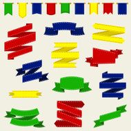 Colorful Ribbons And Flag Vector Illustration