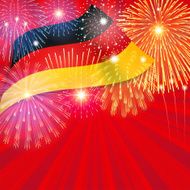 Germany holiday background Flag and Fireworks