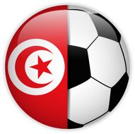 Tunisia Flag with Soccer Ball Background