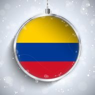 Merry Christmas Silver Ball with Flag Colombia N3