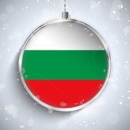 Merry Christmas Silver Ball with Flag Bulgaria N2