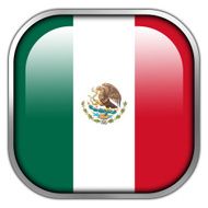 Mexico Flag square glossy button