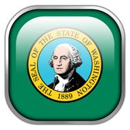 Washington State Flag square glossy button