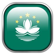 Macau Flag square glossy button