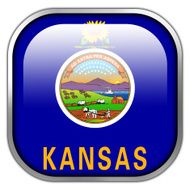 Kansas State Flag square glossy button