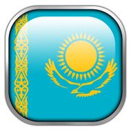 Kazakhstan Flag square glossy button