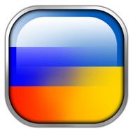 Ukraine and Russia Flag square glossy button