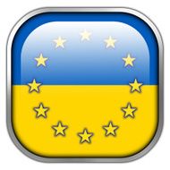 Ukraine and EU Flag square glossy button