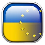 Ukraine and EU Flag square glossy button N2