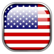 USA Flag square glossy button