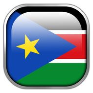 South Sudan Flag square glossy button