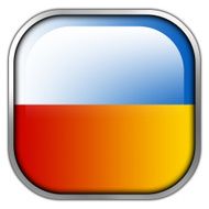 Poland and Ukraine Flag square glossy button