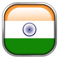 India Flag square glossy button