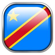 Democratic Republic of the Congo Flag square glossy button