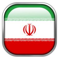 Iran Flag square glossy button