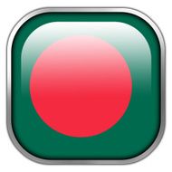 Bangladesh Flag square glossy button