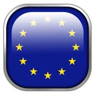 European Union Flag square glossy button